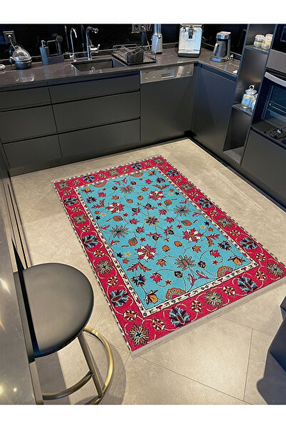 Rugs Modern Halı Kemal Collection Blue Themed Floral and Traditional Patterne...
