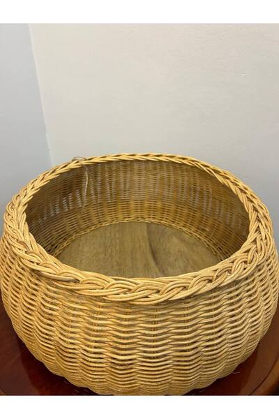 Magicway Hasır Rattan Bambu El Yapımı Kapaksız Sepet Çok Amaçlı Sepet Saklama...