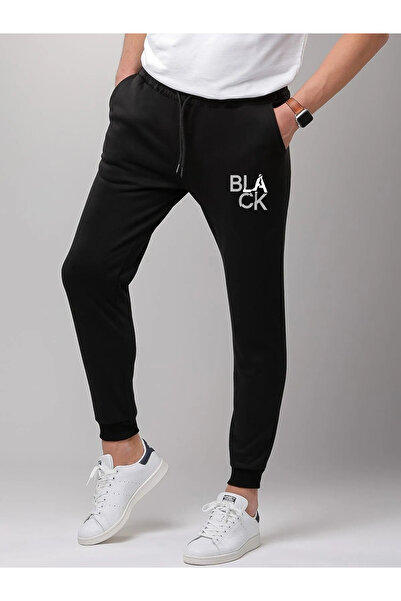 Relax family xf Μαύρη ανδρική αθλητική φόρμα - Χειμερινή, Χτενισμένη Βαμβακερή, Slimfit Fit, Μαύρη στάμπα