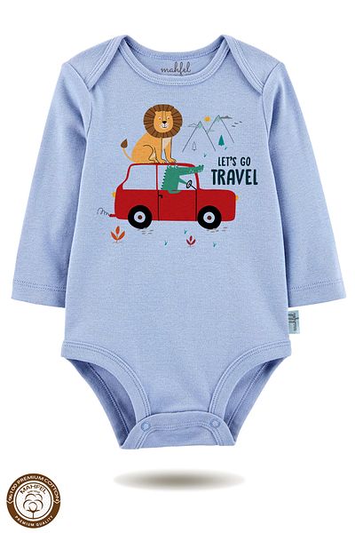 MAHFEL 2-Piece 100% Cotton Organic Printed Snap Fastener Baby Bodysuit