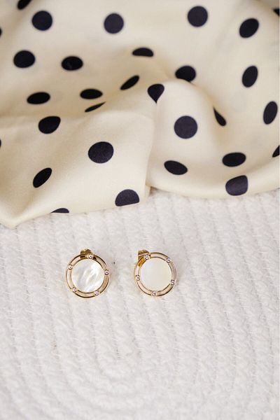 Lekka Design VIP Series Steel Women's Pearlescent Round Luxury Earrings