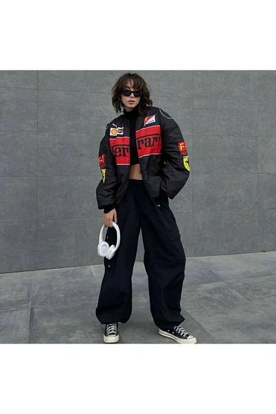 Touz Streetwear Unisex Lined Vintage Racer Bomber Jacket