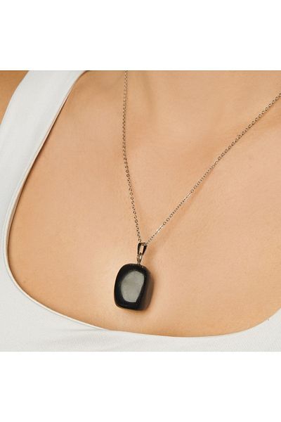 Lekka Design Onyx Natural Stone Non-Tarnish Steel Women's Necklace