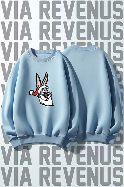 Vordevia Hanorac cadou de Anul Nou cu decolteu cu imprimeu Bugs Bunny