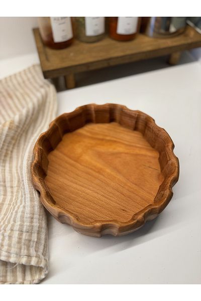 BUCOLIC Natural Wavy Wooden Presentation Plate - Bowl - Wooden Bowl