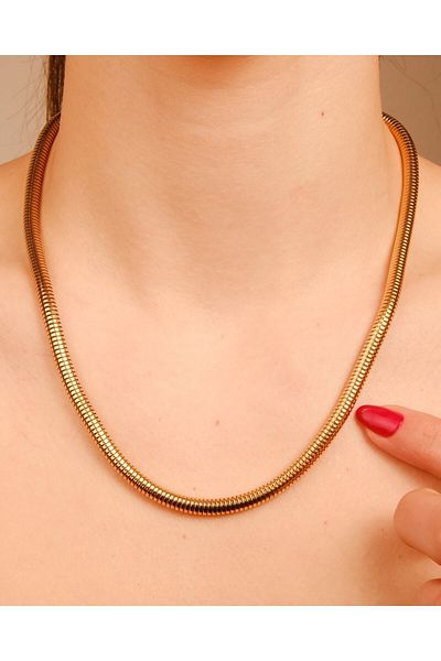 Lekka Design Jewelry Non-Tarnish Steel Thick Cylinder Chain Necklace