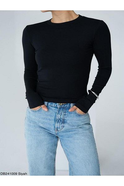 Qu Style Finger Snap Black Blouse