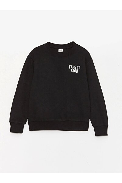 LC Waikiki Μπλουζάκι για αγόρια LCW Kids Μαύρο Άνετη Ταιριαστή Κωπηλατική λαιμόκοψη