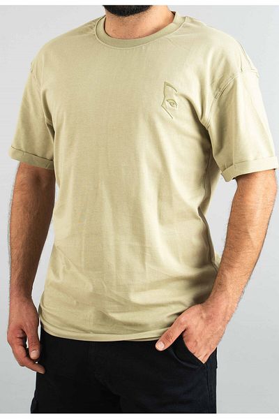 bombe Ανδρικό T-Shirt Χακί - Basic, Semi Owersize, Απλό εμπριμέ