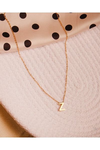 Lekka Design Women's Non-Tarnish Steel Z Letter Necklace