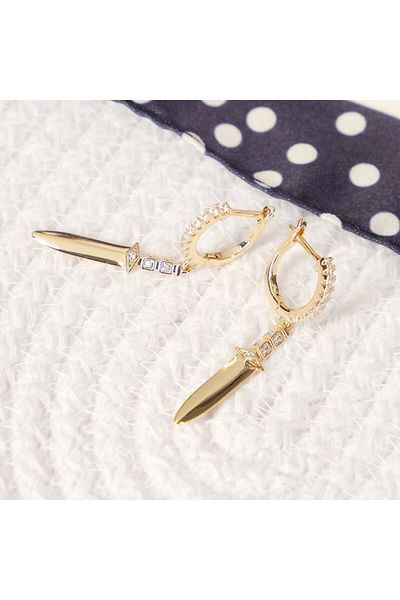 Lekka Design Women's Non-Tarnish Steel Luxury Swinging Sword Earrings