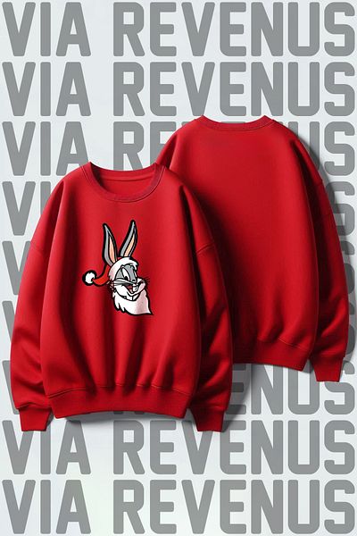 Vordevia Bugs Bunny Printed Crew Neck Christmas Gift Sweatshirt