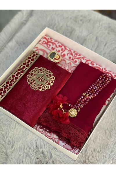 Genel Markalar Bordo Dini Hediyelik,seccade Seti,gelin Bohçası,hediyelik