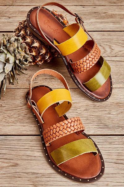 Bambi Green Genuine Leather Women's Sandals K05685082603