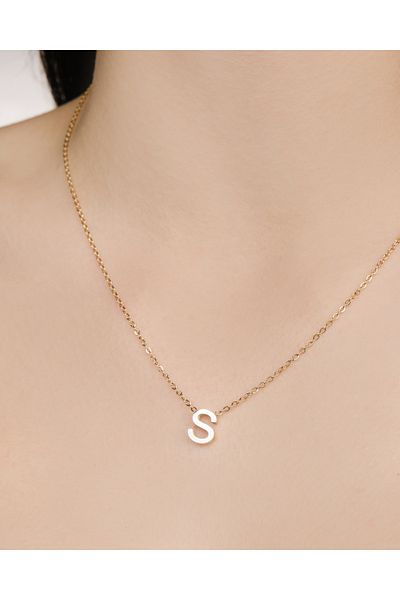 Lekka Design Women's Non-Tarnish Steel Jewelry Letter S Necklace