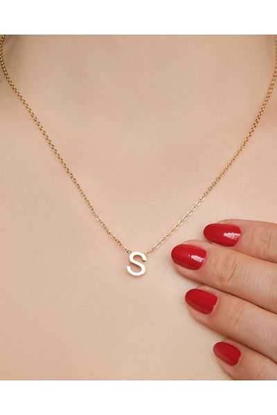 Lekka Design Women's Non-Tarnish Steel Jewelry Letter S Necklace