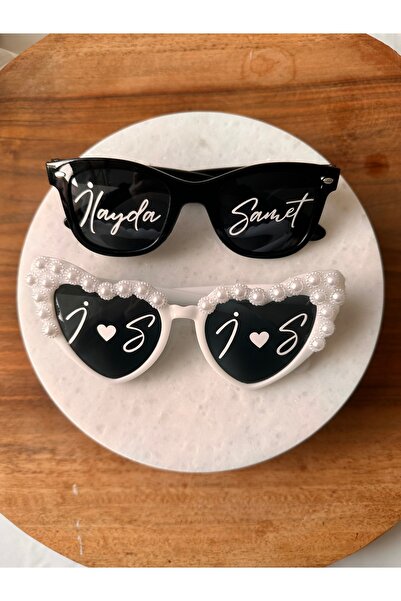 MagnetTasarimAtolyesi İncili İsimli Gelin Damat Gözlüğü Bride Gözlük