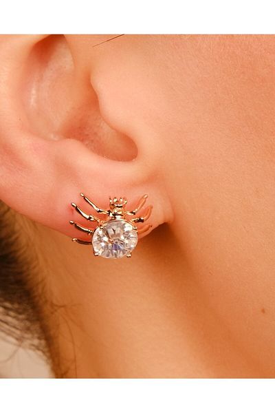 Lekka Design Women's Jewelry Non-Tarnish Steel Luxury Blue Stone Spider Earrings