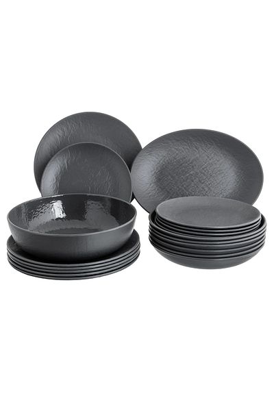 Külsan Melamine dinner set 20 pieces matte grey color