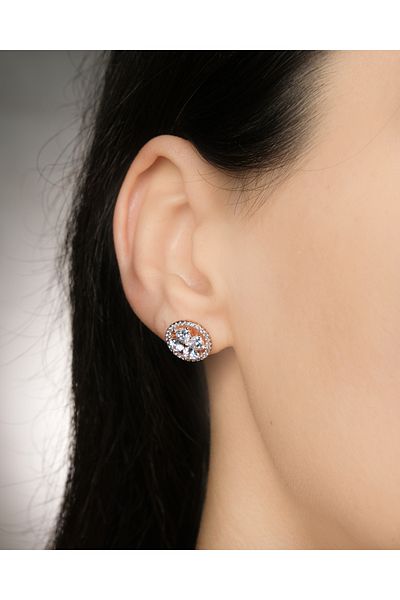 Lekka Design Zircon Stone Round Evening Dress Earrings - Non-Tarnish Steel, Clover Jewelry