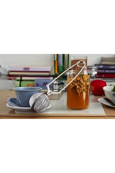 Rapithwin 2Pcs Stainless Steel Herbal Tea Linden Brewing Strainer with Tongs Tea Strainer