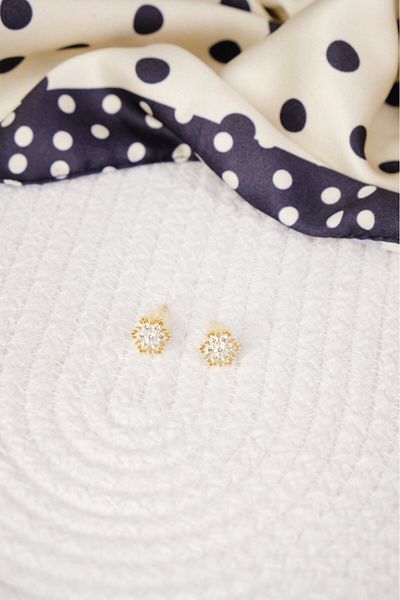 Lekka Design Women's Zircon Stone Anti-Tarnish Steel Luxury Snowflake Earrings