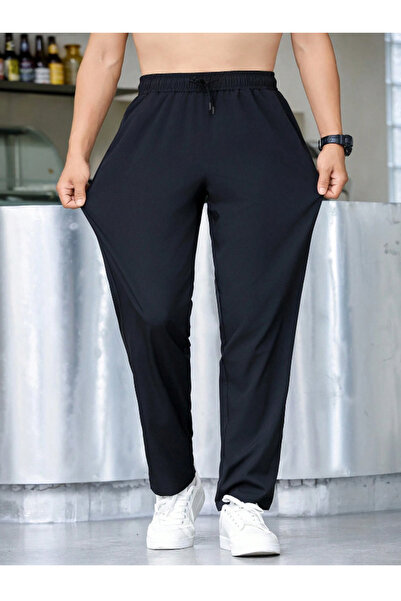 CAONNES Pantaloni de trening largi, albastru marin, cu croială lejeră și pici...