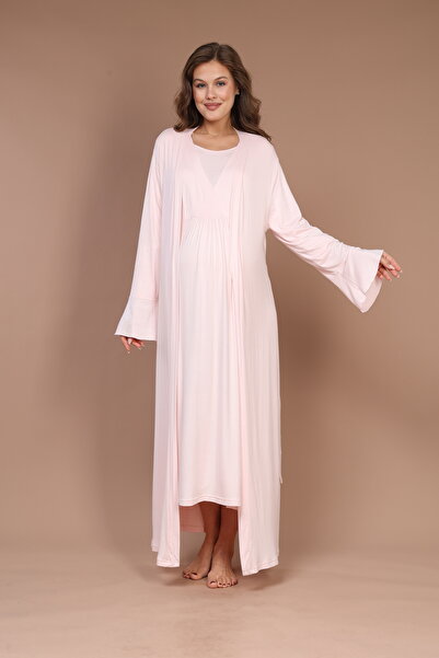 Rimel Homewear طقم ثوب نوم للحوامل مع ثوب نوم بسيط مزدوج الصدر