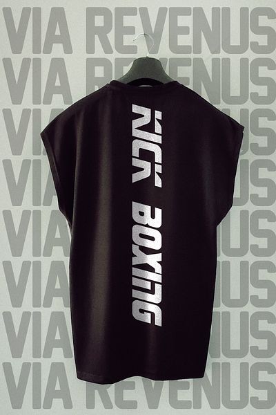 Vordevia Kick Boxing Printed 100% Cotton Zero Sleeve Sports Tshirt