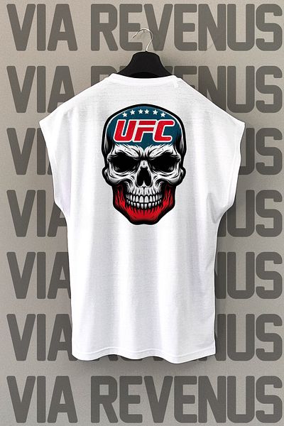 Vordevia Ufc Skull Printed 100% Cotton Zero Sleeve Sports Tshirt