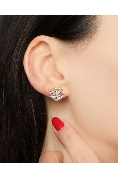 Lekka Design Zircon Stone Round Evening Dress Earrings - Non-Tarnish Steel, Clover Jewelry