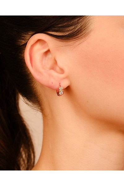Lekka Design Women's Jewelry Non-Tarnish Steel Luxury Square Zircon Stone Combination Hoop Earrings