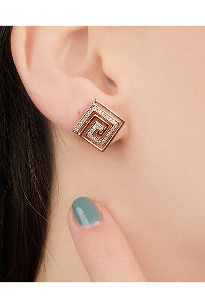 Lekka Design Women's Non-Tarnish Steel Luxury Jewelry Zircon Stone Square Earrings