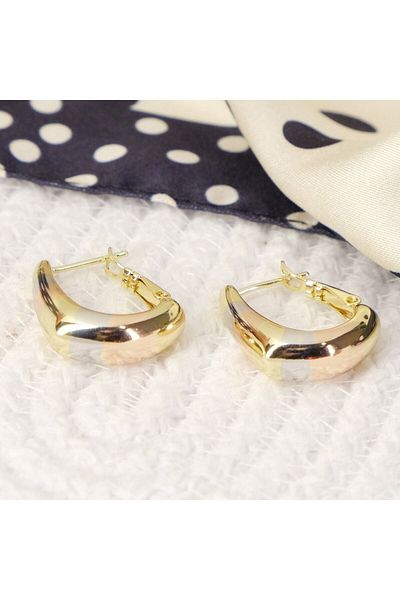 Lekka Design Three Color Transition Oval Hoop Women's Anti-Tarnish Steel Luxury Earrings