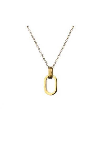 Lekka Design Non-Tarnish Steel Women's Oval Ring Necklace