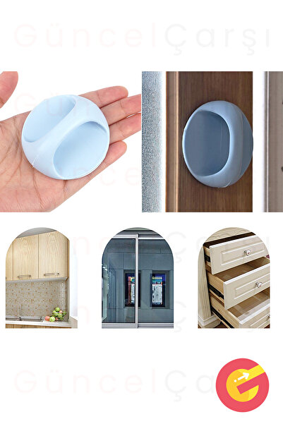 GüncelÇarşı Çok Amaçlı Yapışkanlı Sürgülü Dolap Çekmece Gardırop Kabin Tuvalet Kapağı Açma Plastik Kulp, Kulplar