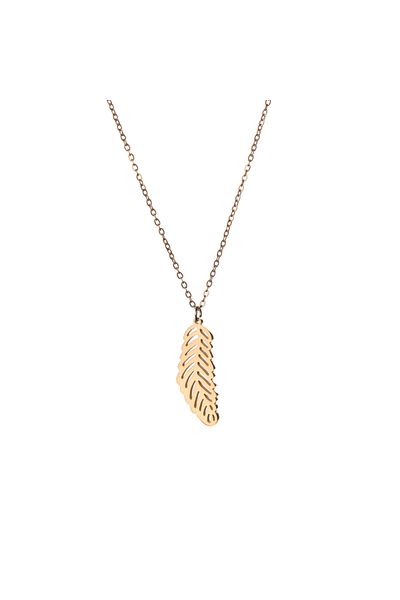 Lekka Design Rose Patterned Women's Feather Necklace - Non-Tarnish Steel