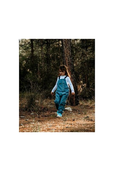 Tiny Jungle Elf Blue Fleece Inserted and Removable Rain Coverall