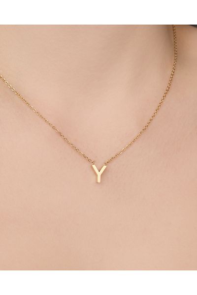 Lekka Design Women's Non-Tarnish Steel Jewelry Y Letter Necklace