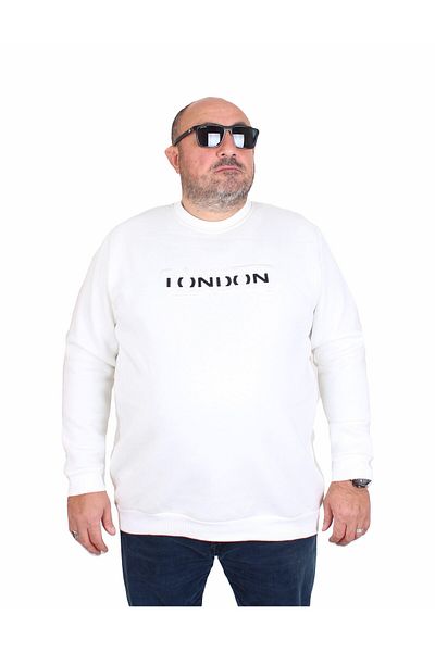 MocGrande Ανδρικό φούτερ μεγάλου μεγέθους - 3ip London 24208 EKRU, Crew Neck