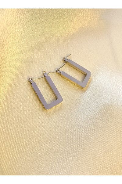 Lekka Design Quadrilateral Silver Colored Anti-Tarnish Steel Women's Earrings