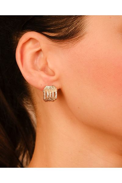 Lekka Design Women's Non-Tarnish Steel Jewelry Luxury Classic Zircon Stone Earrings