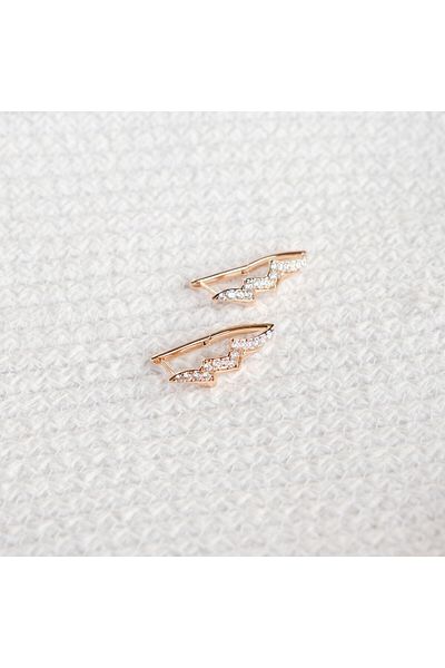 Lekka Design Women's Non-Tarnish Steel Luxury Jewelry Zircon Stone Lightning Earrings