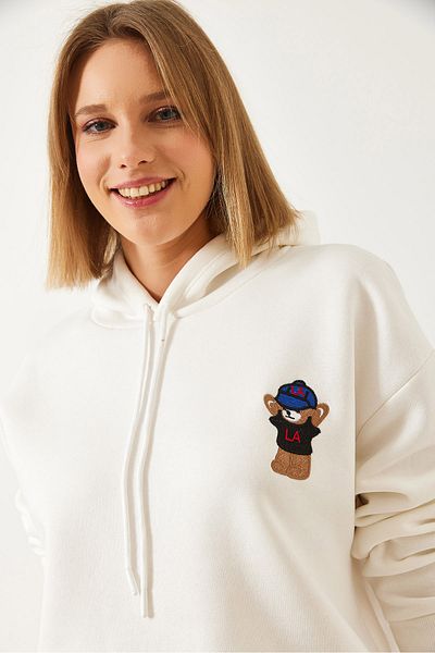 Bianco Lucci Damen-Sweatshirt mit Kapuze und drei Fäden 60351294