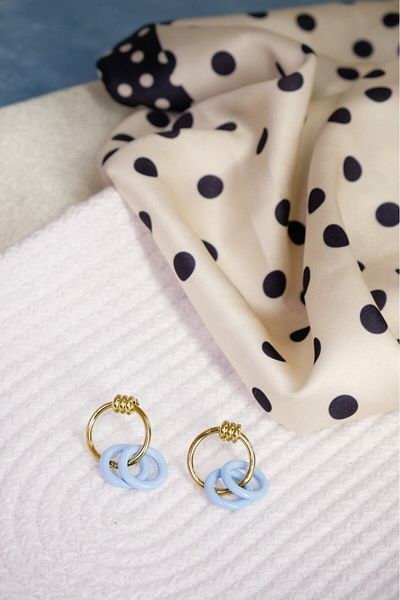 Lekka Design VIP Series Steel Women's Blue Hoop Hoop Earrings