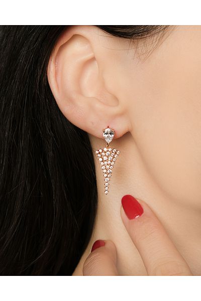 Lekka Design Women's Non-Tarnish Steel Luxury Jewelry Zircon Drop Stone Evening Dress Earrings