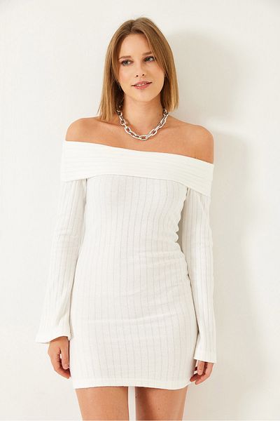 Bianco Lucci Women Madonna Collar Midi Length Dress 0202 60261222