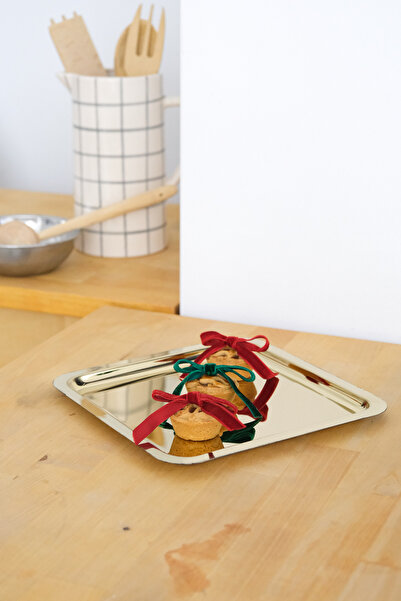 Beige & Stone Kare Gold Servis/Sunum Tepsi