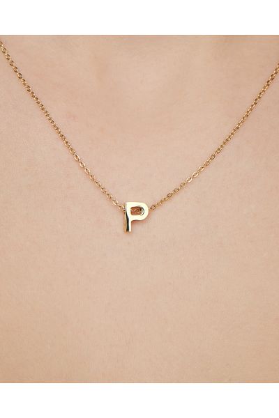 Lekka Design Women's Non-Tarnish Steel Jewelry P Letter Necklace