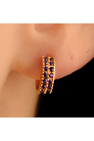 Lekka Design Navy Blue Mini Jewelled Women's Hoop Earrings